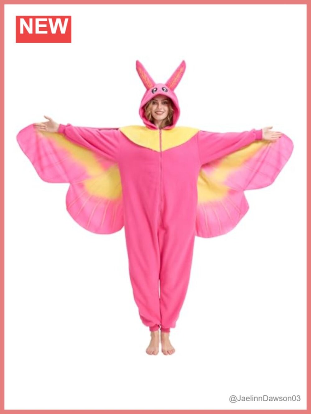 Mothman Onesie Pajamas Adult Fleece Red Maple Moth Costume One-Piece